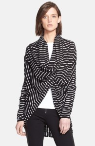 Stripe drape front wraparound sweater